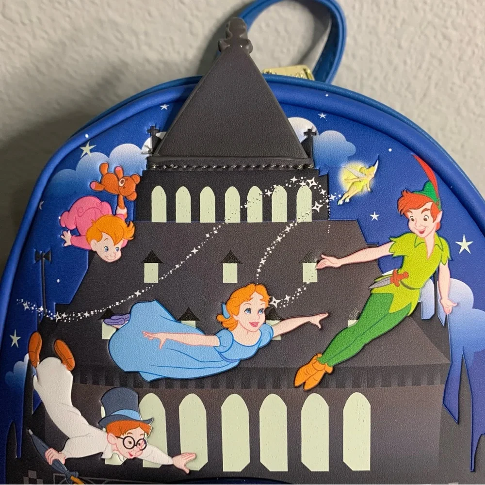 NWT Loungefly X Disney Peter Pan Glow in the Dark Mini Backpack